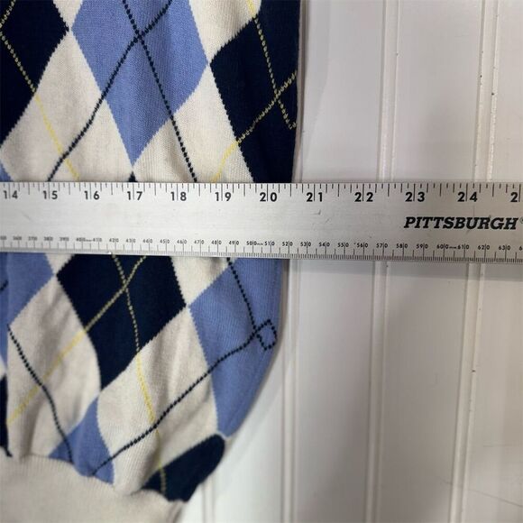 Ralph Lauren Y2K Preppy Argyle Sweater Vest Blue Navy Cotton Cashmere Knit L - Picture 4 of 8